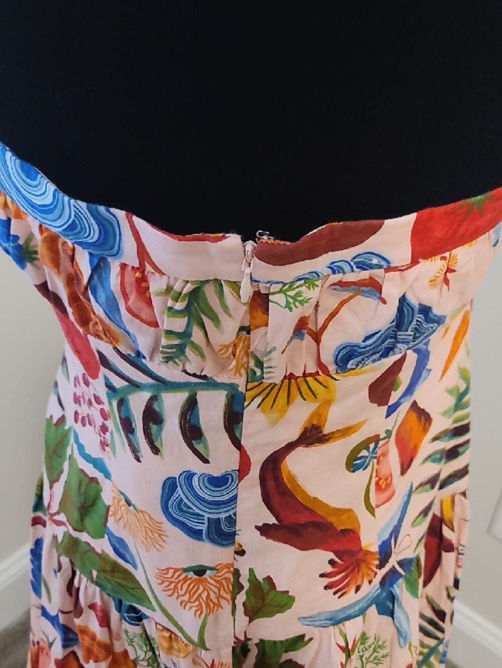 NWT FARM RIO Strapless Maxi Dress with Colorful Botanical Print Size M - Picture 4 of 9